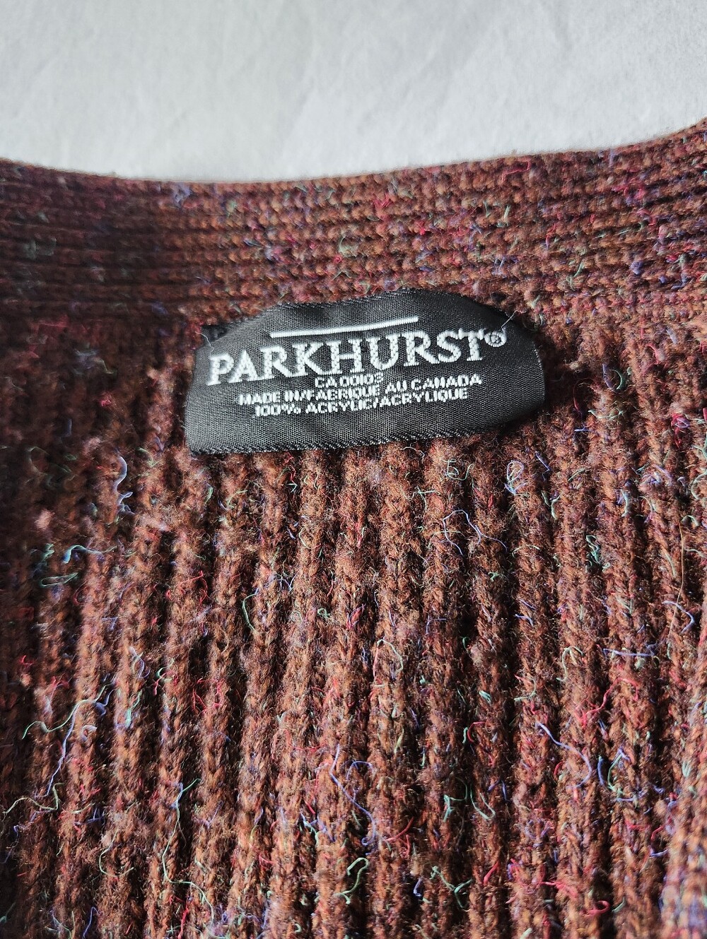 Vintage Parkhurst Brown Ribbed Cardigan Sweater - Picture 8 of 12